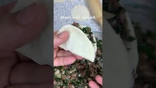 Delicious manti with spinach part 2 uzbekkitchen food tasty uzbekpilaf cooking [upl. by Anaihr891]