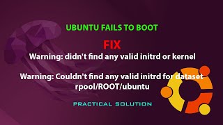 UBUNTU FIX Warning didnt find any valid initrd or kernel [upl. by Marcelo]