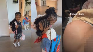 Cardi B Records Her Baby Kicking In Her Stomach Makes Her Kids Hug Before School [upl. by Sharon460]