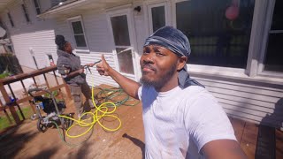 Pressure washing our house with the RYOBI 2900 PSI Gas Pressure Washer [upl. by Aydne]