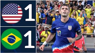 USA VS BRAZIL 11 HIGHLIGHTS Rodrygo Goal amp Pulisic Freekick Goal  Friendly Match 2024 [upl. by Eserehc]