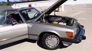 1986 Pristine Mercedes 560SL R107 Engine Check WalkAround [upl. by Nylehtak]