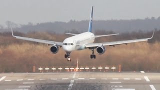 Scary Plane Landing  Boeing 757 Crosswind fight HQ full HD [upl. by Elleirda]