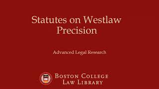 Statutes on Westlaw Precision [upl. by Inal]