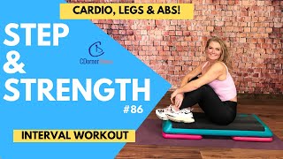 Step Aerobics and Strength Workout  CDornerFitness Step Legs and Abs 86 134 bpm [upl. by Nnaxor323]