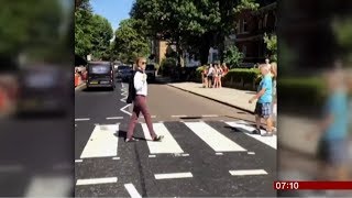 Paul McCartney crossing Abbey Road again UK  BBC News  24th July 2018 [upl. by Nnayram674]