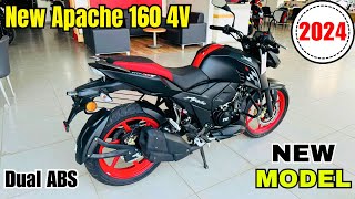 All New 2024 TVS Apache 160 4V Dual Channel ABS 😍Detailed Review  Price  New Changes  Features🔥🔥 [upl. by Lindbom]