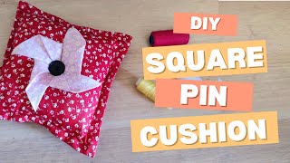 DIY Square Pincushion  How to Make Pinwheel Pincushion [upl. by Wampler628]