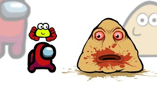 Mini Crewmate Kills Creepy POU Characters  Among Us [upl. by Troxell]