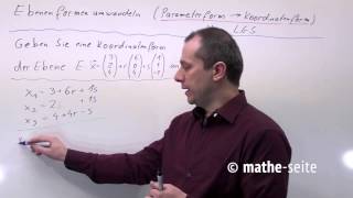 Parameterform in Koordinatenform umwandeln Beispiel 9  V0106 [upl. by Oswald]