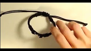 Making a Black Leather Bracelet with Sliding Knot for Men [upl. by Zilvia]