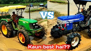 John Deere 5404 63HP 4wd vs Farmtrac 45 Ultramaxx 4wd 47HP in River  Tractor Help [upl. by Scevor]