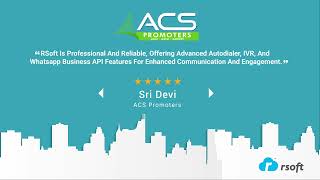 🌟ACS Promoters Sri Devi Rates RSoft CRM 5 Stars ⭐⭐⭐⭐⭐ [upl. by Lynett967]