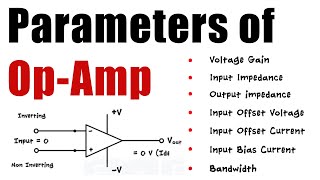 Parameters Of OpAmp  Voltage Gain Ip amp Op Impedance Ip Offset Voltage amp Current Bandwidth [upl. by Refennej]