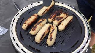 Sausages on cookshop Portable Charcoal BBQ Grill [upl. by Enilauqcaj]