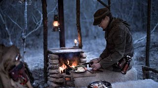 Bushcraft Stone Fireplace  Building a longterm shelter in the woods Part 4 [upl. by Duane]