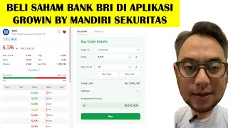 CARA BELI SAHAM BANK BRI DI APLIKASI GROWIN by MANDIRI SEKURITAS [upl. by Anaes]