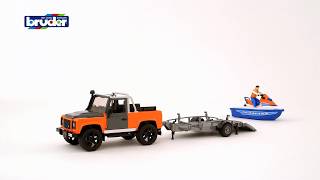 Bruder Toys Land Rover Pick Up 02591 amp Jetski with Rider 63150 [upl. by Ozkum]