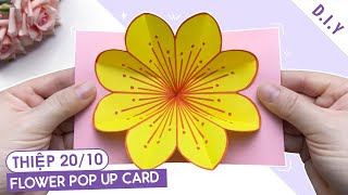 FLOWER POP UP CARD MAKING  HOW TO MAKE A 3D FLOWER POP UP GREETING CARD  HANDMADE WOMENS DAY CARD [upl. by Opalina]