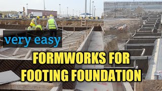 How to make easy FORMWORKS INSTALLATION for footing foundation [upl. by Olaznog]