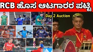 All RCB New Players List 2025 IPL Auction Day 2 Highlights RCB Team Full Players Squad 2025 kannada [upl. by Cowan]