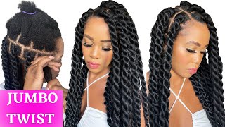 🔥How To DIY JUMBO TWIST 🚫NO RUBBER BANDS  Beginner Friendly Protective Style  Tupo1 [upl. by Aicilif]