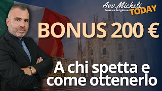 BONUS 200 Euro  A chi spetta e Come Ottenerlo [upl. by Anirtak]