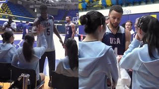 Anthony Edwards amp Steph Curry hang out with the USA Table Tennis team ❤️ [upl. by Eegnat]