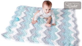 Easy Soft Crochet Chevron Baby Blanket [upl. by Tobe262]