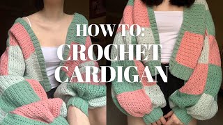 PART 2 HOW TO CROCHET PATCHWORK CARDIGAN TUTORIAL  Harry Styles Cardigan Inspired [upl. by Sukey252]