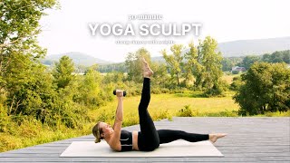 30 Minute Yoga Sculpt  strong vinyasa yoga with weights [upl. by Rovelli845]