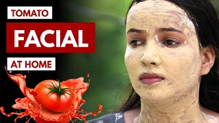 3 Easy Steps Tomato FacialHomemade FacialSkin Brightening Facial [upl. by Eiryt288]