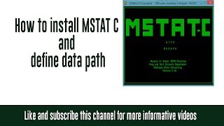 How to download amp install or unzip MSTAT C and define data path [upl. by Lorre]