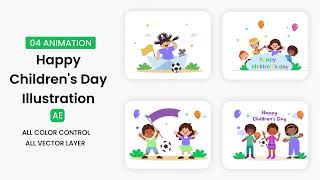 Happy Childrens Day Illustration  After Effects Template [upl. by Ical688]