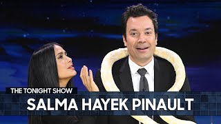 Salma Hayek Pinault Shows Jimmy How to Dance with a Snake Dishes on Like Water for Chocolate [upl. by Esilenna]