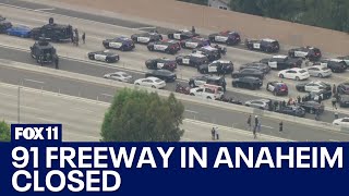 91 freeway in Anaheim closed [upl. by Corbin]