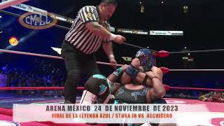 CMLL  FINAL DE LA LEYENDA AZUL  STUKA JR VS HECHICERO  ARENA MÉXICO  241123 [upl. by Auohs]