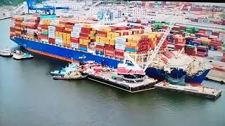 Drone views of MV Dali in Baltimore by Minorcan Mulletand drone over the waterMy review [upl. by Euqinorev]