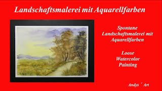 Watercolor painting tutorial  Loose Watercolor painting  Landschaftsmalerei mit Aquarellfarben [upl. by Tap]