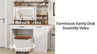 Farmhouse Vanity Desk Assembly Video [upl. by Esimaj]