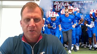 SMU coach Rhett Lashlee reacts to ranking previews matchup with Penn State [upl. by Wootan890]