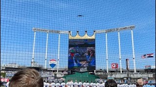 Kansas City Royals Opening Day 2024 National Anthem amp B2 Spirit Stealth Bomber Flyover [upl. by Balcer587]