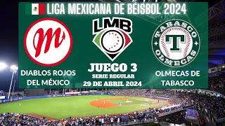 ⚾️Diablos Rojos vs Olmecas de Tabasco⚾️Donde Verlo EN VIVOLiga Mexicana de Béisbol 2024 [upl. by Htebazileharas567]