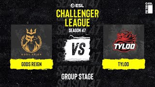 Gods Reign vs TYLOO  ESL Challenger League S47  Asia [upl. by Gnivri158]