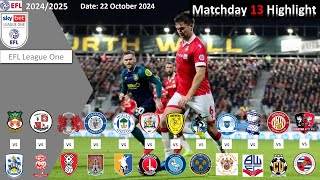 Highlights Summary Matchday 13 202425 EFL League One [upl. by Auqined]