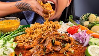 ULTIMATE TASTY MUSHROOM CURRY RECIPE  MUKBANG WITH BHOOTJOLOKIA DAL amp BOIL VEG  SPICY MUSHROOMS [upl. by Wenona]