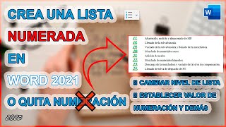 ✍️ Como CREAR UNA LISTA NUMERADA 🔢 en Word 2021 📄 Y como QUITAR NUMERACIÓN ❌ de líneas en Word 🔡 🔠 👌 [upl. by Emera]