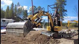 Rippa R320 Mini 1 Ton excavator with Tilt Grading Bucket [upl. by Aehcsrop827]