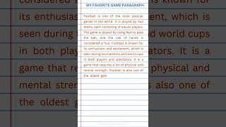 My Favourite Game Paragraph  Essay on My Favourite Game Football [upl. by Okemak]