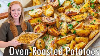 EASY OvenRoasted Potatoes Recipe  with Thyme Parsley amp Parmesan  Beef Lamb Chicken Seafood [upl. by Earla]